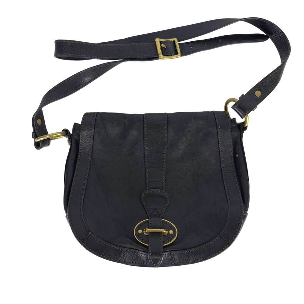 FOSSIL Leather Equestrian Crossbody Black Saddle Bag